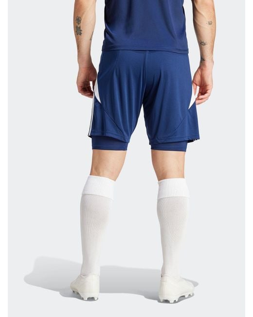 Adidas Blue Tiro 24 Training 2-In-1 Shorts for men