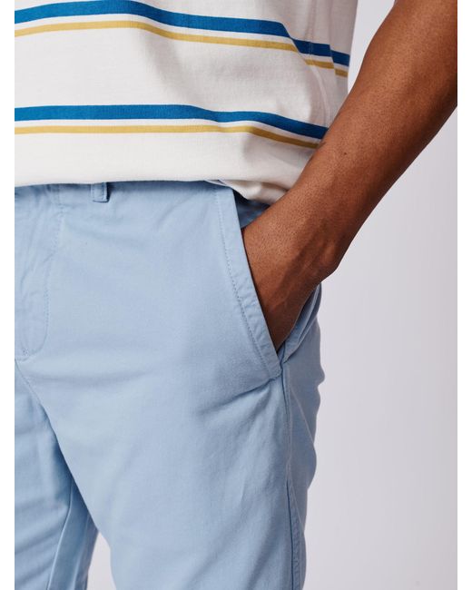 aubi Blue Stamford 100% Cotton Chino Shorts for men