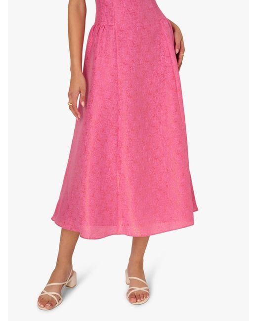 Adrianna Papell Pink Textured Jacquard Dress