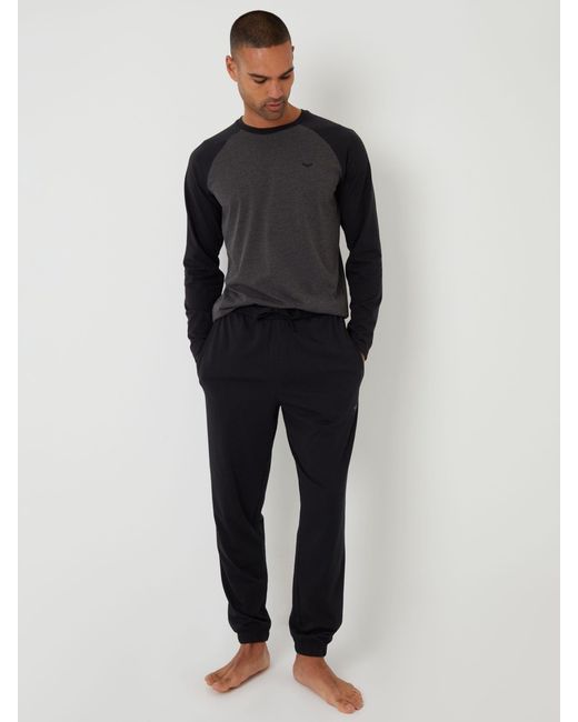 Threadbare Blue Blend Long Sleeve Pyjamas Set for men