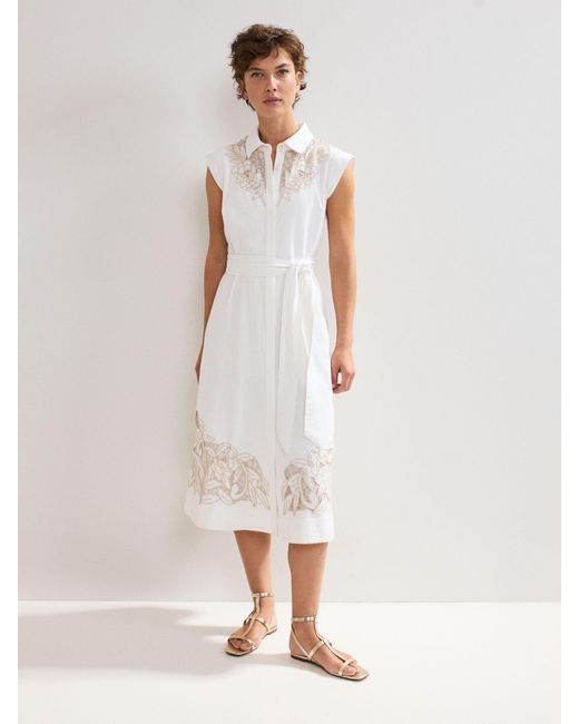 Phase Eight White Melana Shirt 100% Cotton Dress