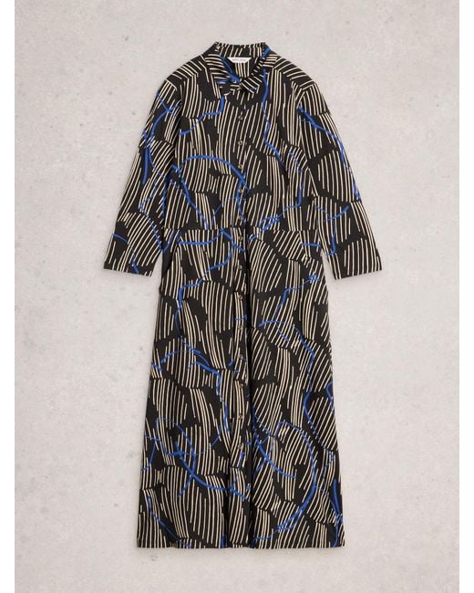 White Stuff Black Rua Jersey Shirt Dress