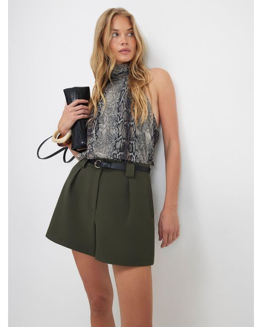 River Island Green Belted Structured Shorts