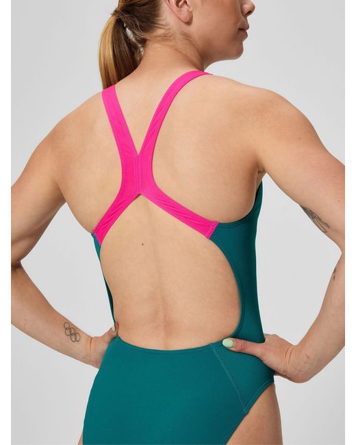 Speedo Green Solid Powerback Swimsuit
