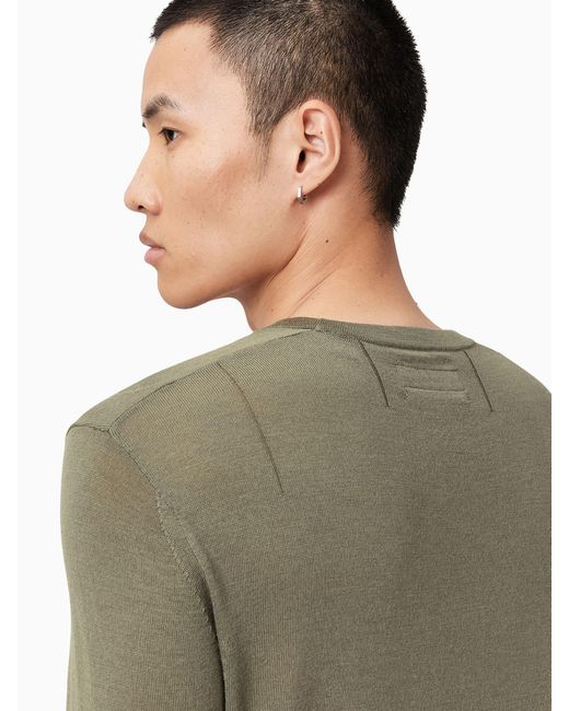 AllSaints Green Allsaints Mode Merino Wool Crew Neck Jumper for men