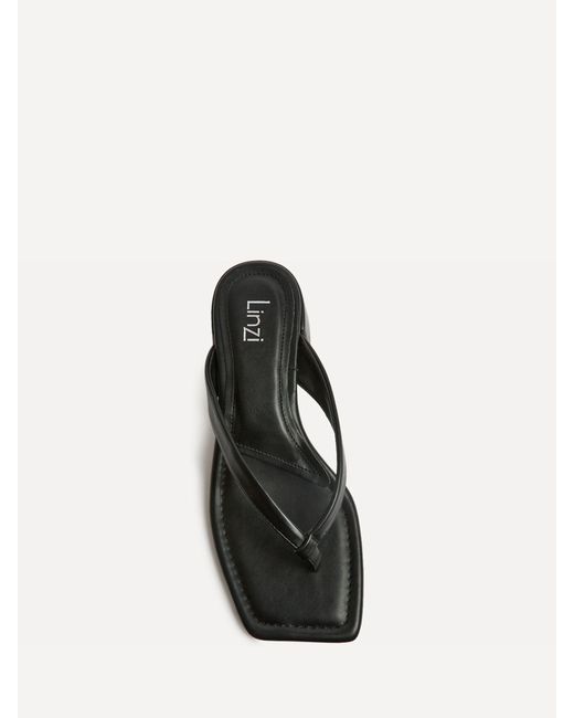 Linzi Black Phase Toe Post Block Heel Mules Sandals
