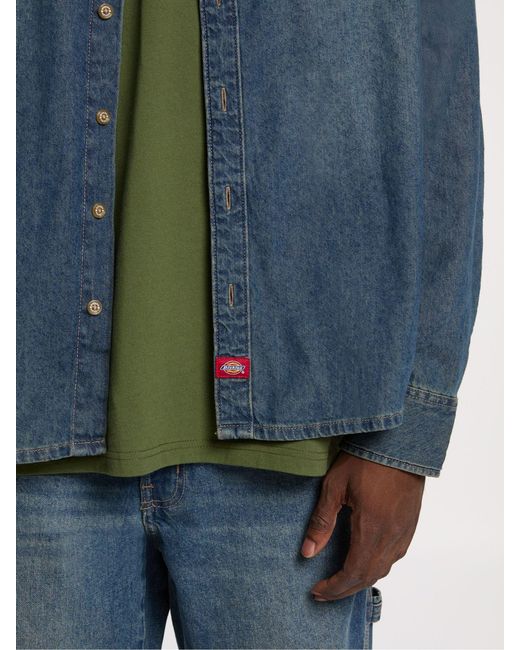 Dickies Blue Button Through Denim Shirt for men