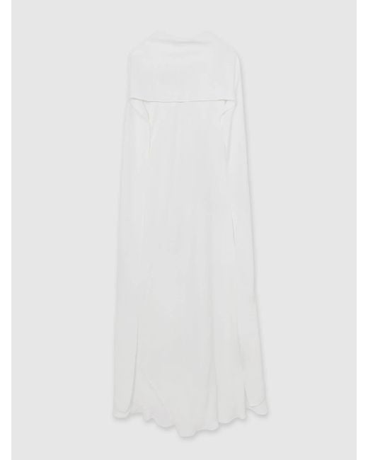 Reiss White Greta Crepe Cape Maxi Dress