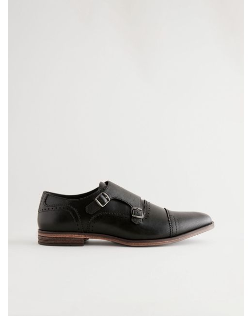 Next Black Double Monk Toe Cap Shoes for men