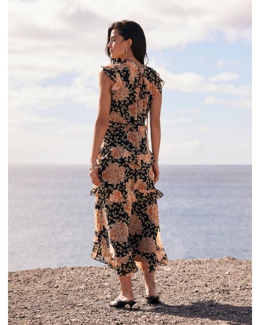 Mint Velvet Orange Floral Print Midi Dress