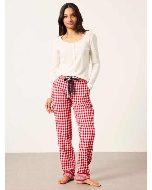 FatFace Red Fatface Eva Gingham Pyjama Bottoms