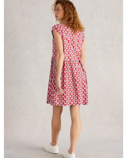 White Stuff Red Everly Jersey Shirt Dress