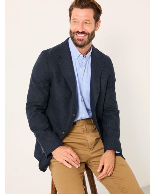 FatFace Blue Fatface Witley Wool Mix Herringbone Blazer for men