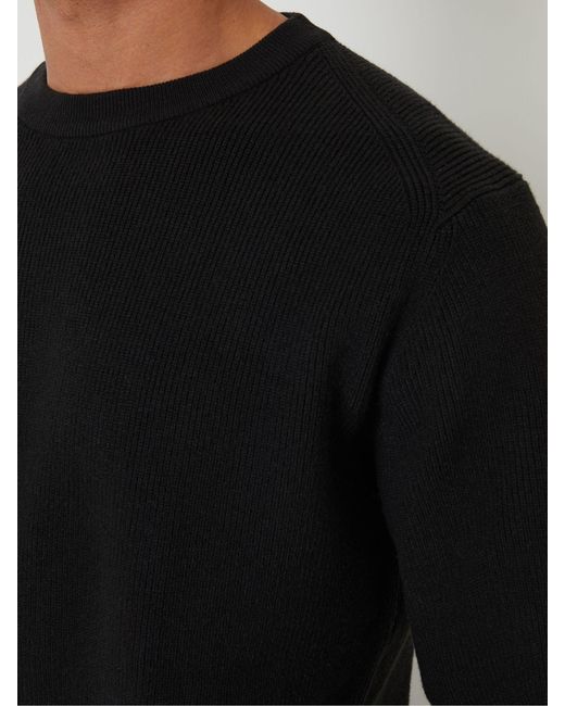 Threadbare Black Rib Knit Crew Neck Jumper for men