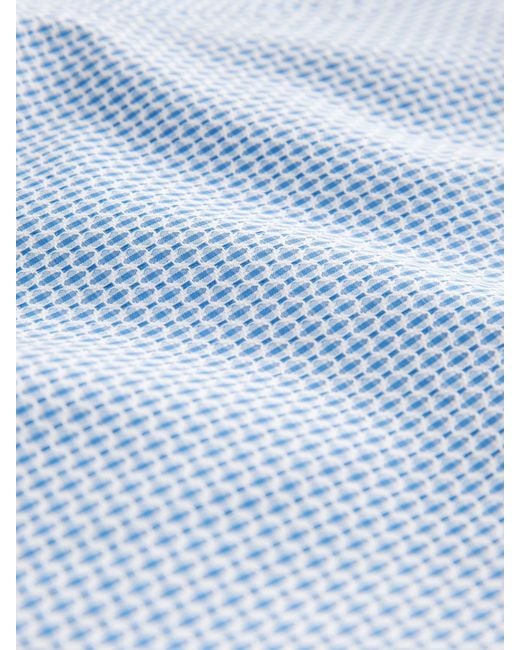 Next Blue Regular Fit Regular Fit Cotton Rich Trimmed Textured Short Sleeve Smart Shirt for men