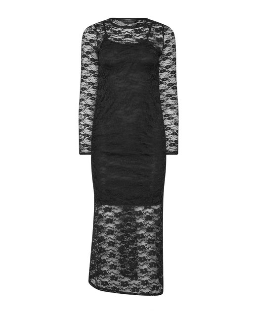 PixieGirl Petite Long Sleeve Lace Maxi Dress in Black | Lyst