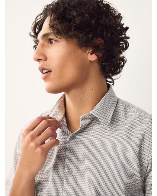 Next Gray Regular Fit Regular Fit Cotton Rich Trimmed Textured Short Sleeve Smart Shirt for men