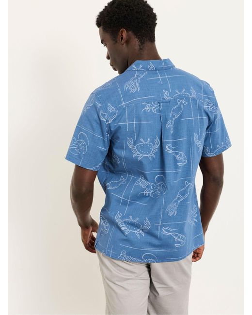 FatFace Blue Fatface Short Sleeve Seafood Print Shirt for men