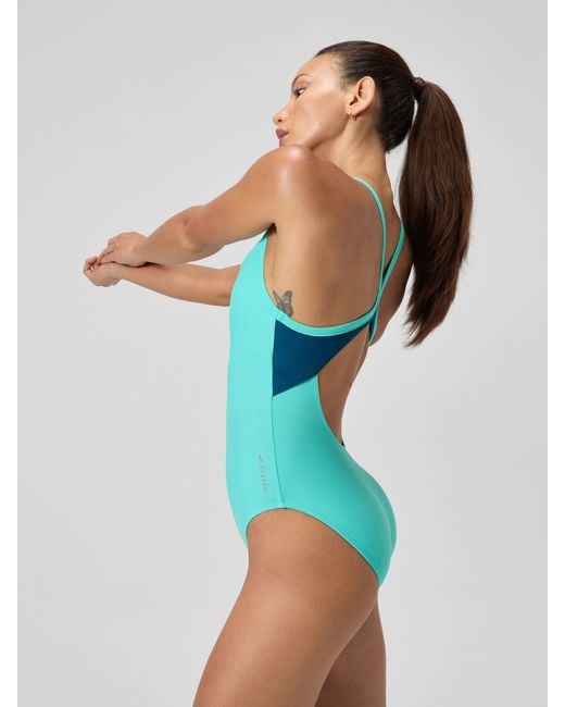 Speedo Blue Solid Racerback Swimsuit