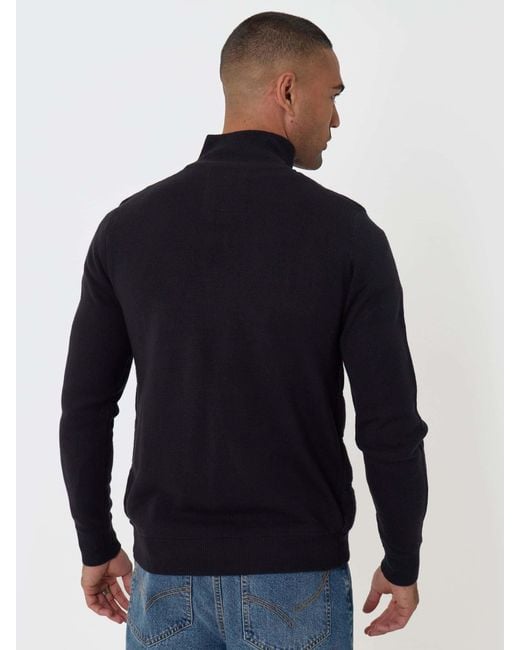 Threadbare Blue Quilted Zip Up Knitted Jacket for men