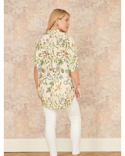 Yumi' White Relaxed Fit Shirt With Botanical Print