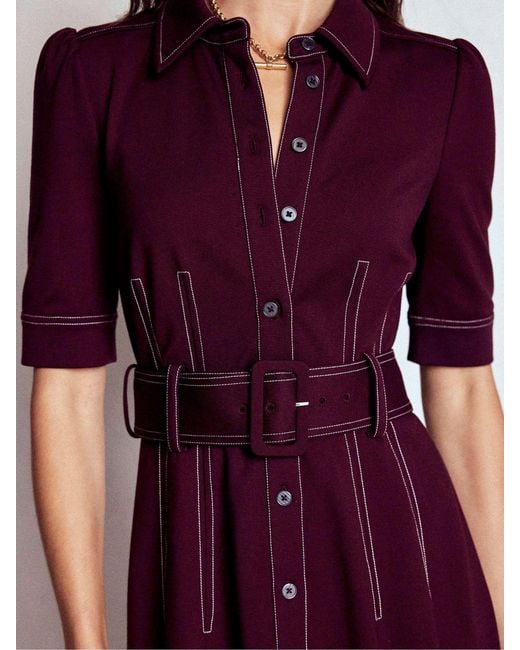 Boden Purple Anita Ponte Shirt Dress