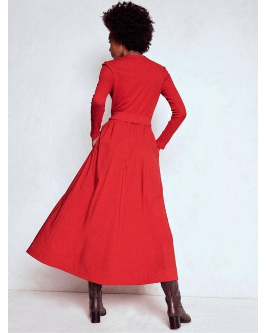 Boden Red Button Detail Mix Dress