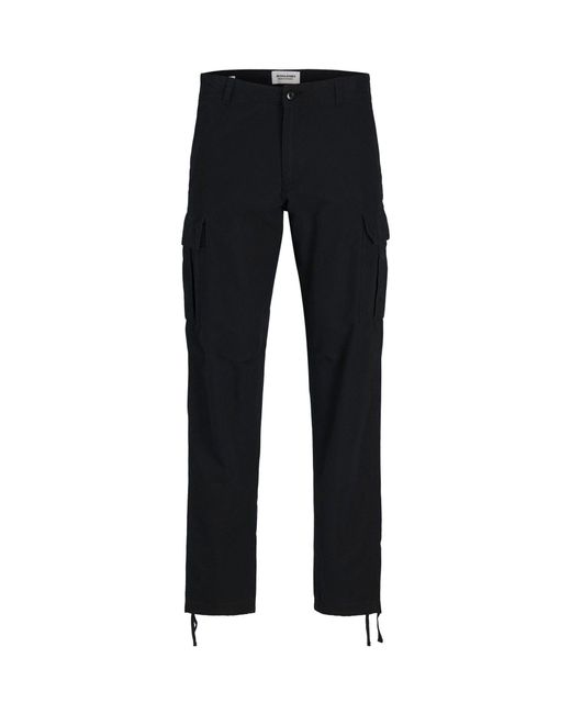 Jack & Jones Black Loose Fit Cargo Trousers for men