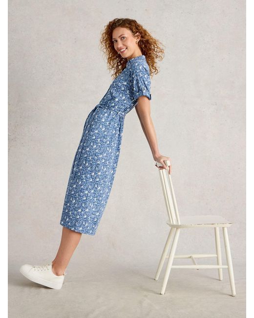 White Stuff Blue Annie Jersey Shirt Dress