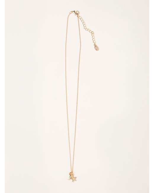 FatFace Natural Fatface Star And Moon Necklace