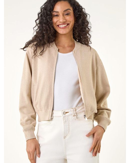 Roman Natural Knitted Bomber Jacket