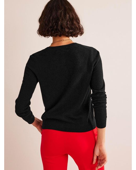 Boden Black Eva Kaschmir-Strickjacke Mit Rundhalsausschnitt