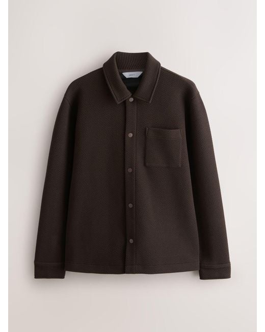 Next Black Diagonal Texture Jersey Shacket for men