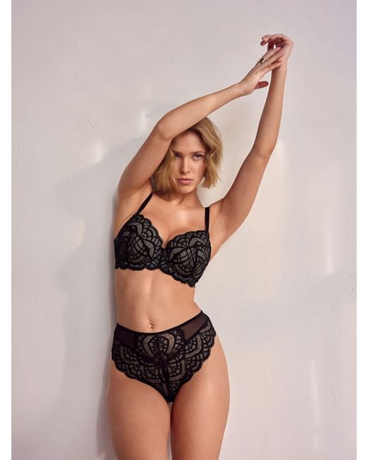 Next Black High Rise High Leg Lace Knickers 2 Pack