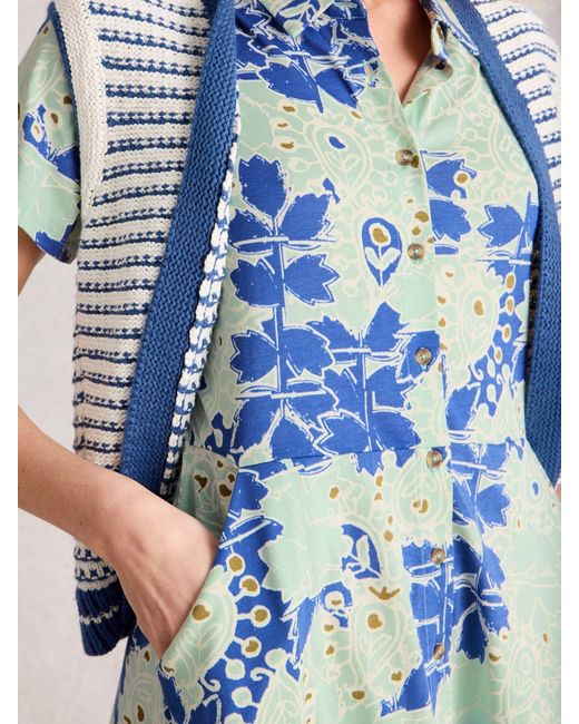 White Stuff Blue Ria Jersey Shirt Dress