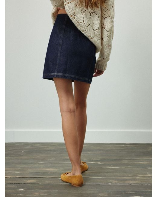 Next Blue Button-Through Denim Mini Skirt