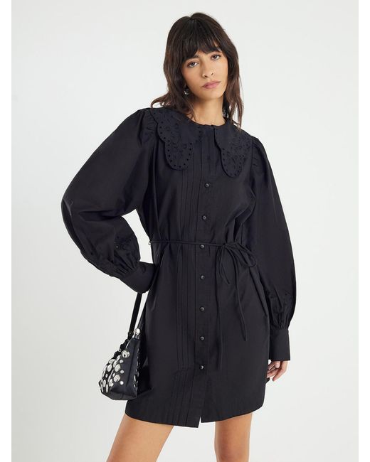 River Island Blue Collar Mini Shirt Dress