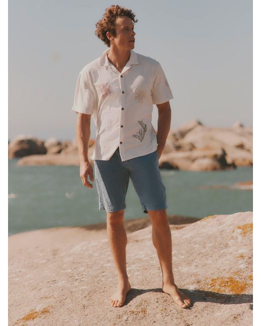 FatFace Gray Fatface Short Sleeve Relaxed Fit Mcs Sea Embroidery Shirt for men