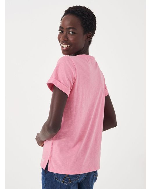 Crew Pink Perfect Slub 100% Cotton T-Shirt