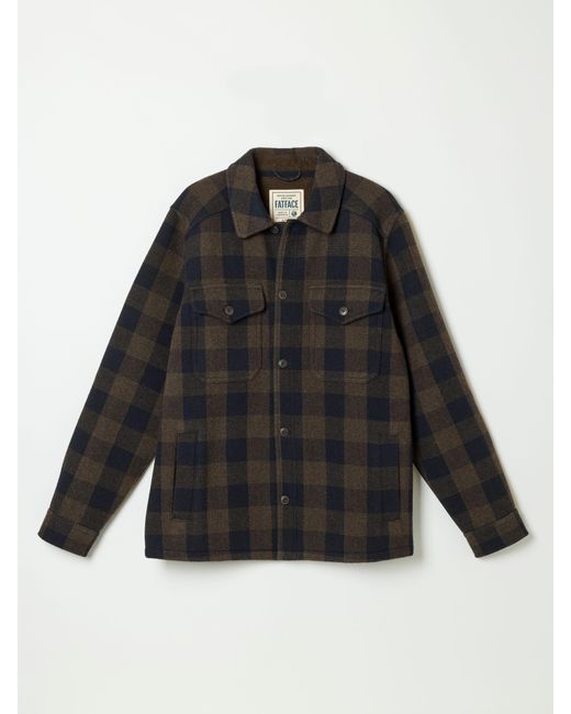 FatFace Black Fatface Milton Wool Mix Bonded Overshirt for men