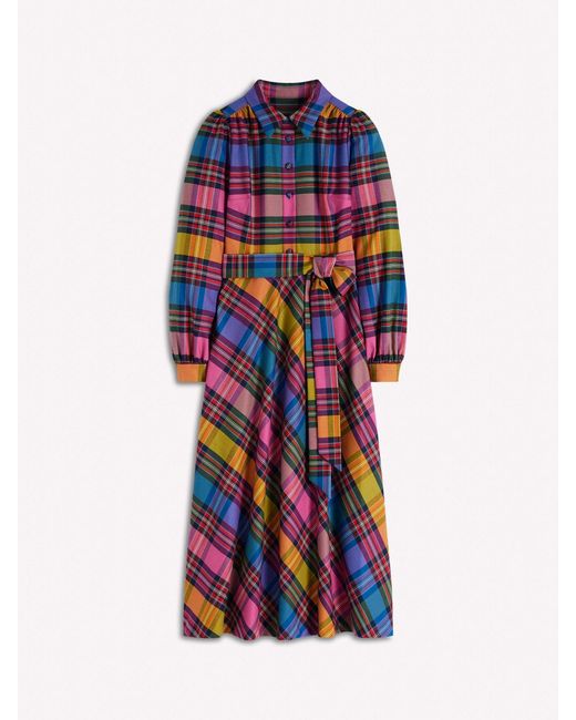 Boden White Vivienne Check Midi Dress