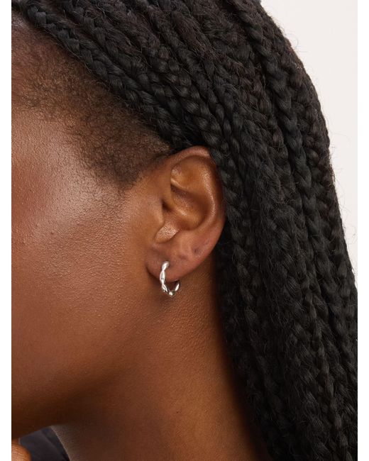 Simply Silver White Polished Pebble Hoop Earrings