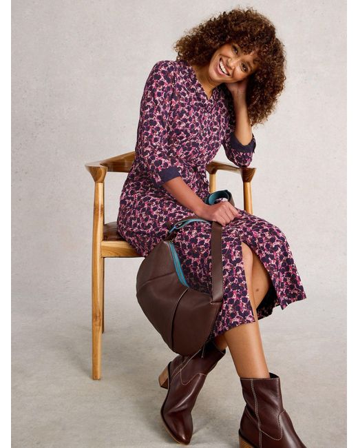 White Stuff Purple Annie Jersey Shirt Dress