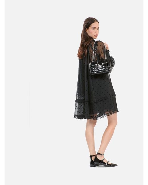 The Kooples Black Sheer High Neck Mini Dress