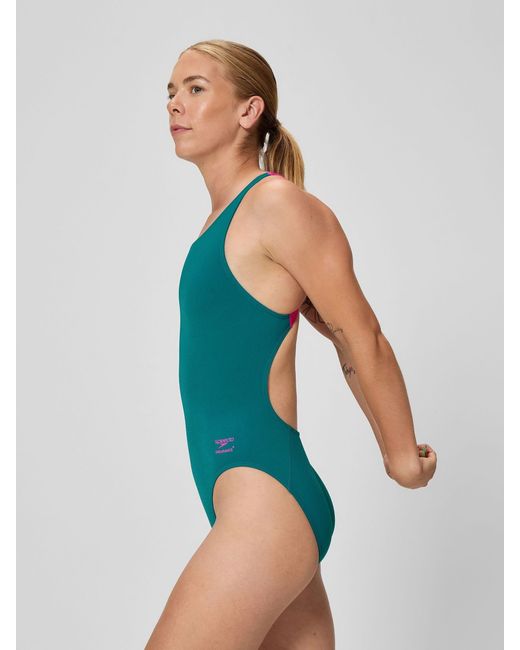 Speedo Green Solid Powerback Swimsuit