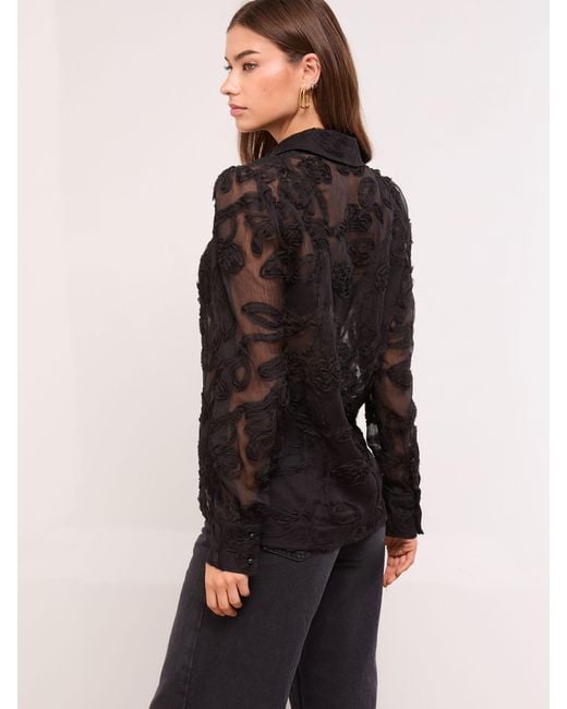 Lipsy Black Burnout Button Through Shirt