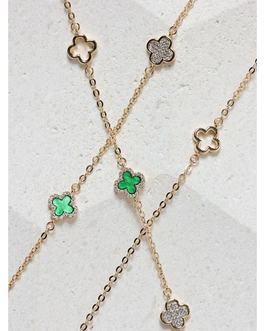 Jon Richard Metallic Plated Pave And Malachite Clover Bracelet