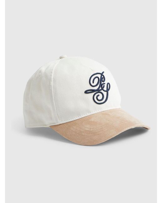 River Island White Script Embroidery Cap for men