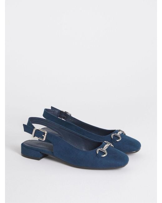 JD Williams Blue Low Block Slingbacks Heels With Snaffle Trim