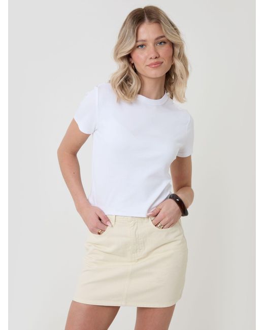 Threadbare White Denim Mini Skirt